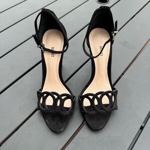 Schutz Black Suede Sthefany Stiletto Sandal